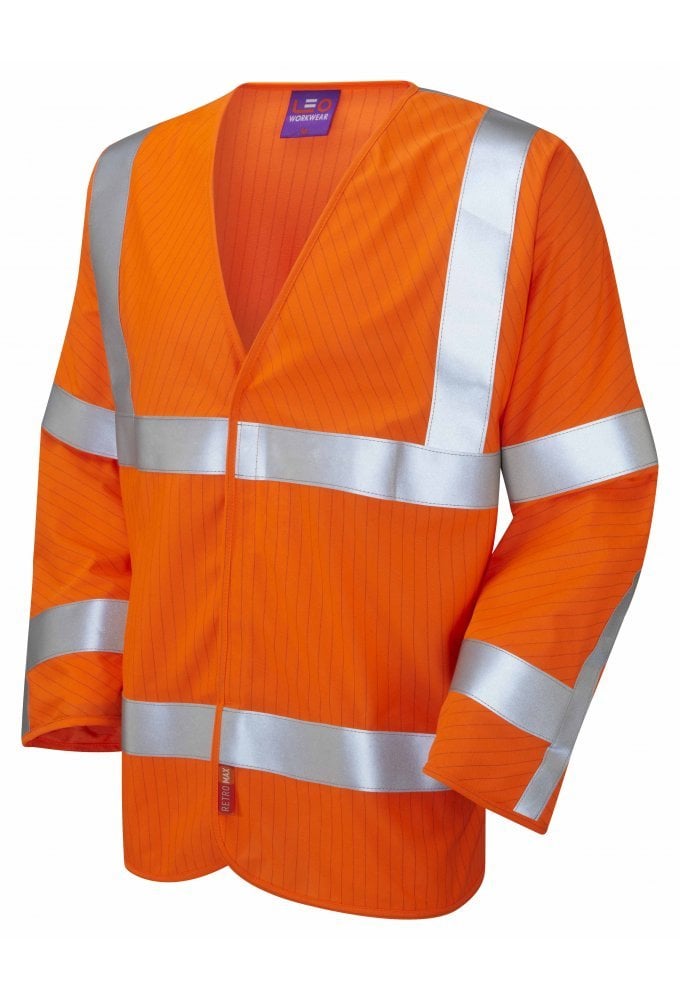S17-O LFS Orange Flame Retardent Anti-Static Hi Vis Long Sleeved Vests (Small To 6XL)