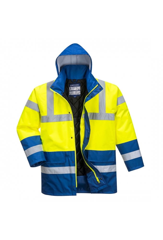 S466 Portwest Hi Vis Contrast Winter Traffic Jacket (Xsmall to 6Xlarge) 6 COLOURS