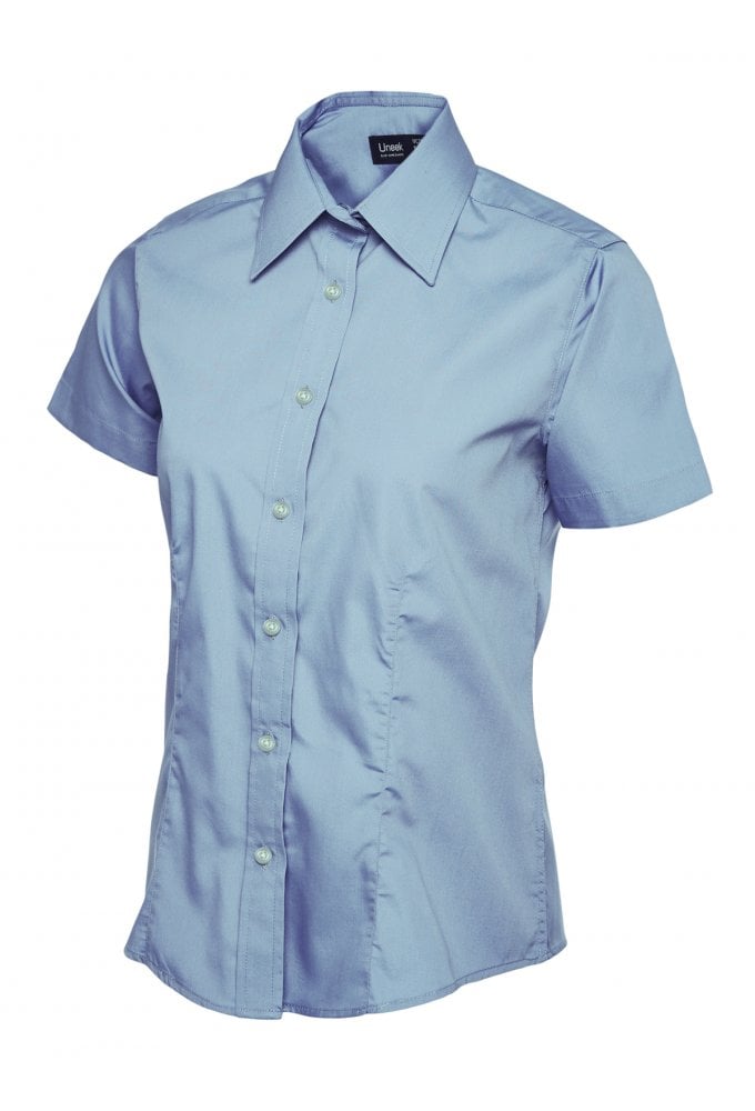 UC712 Ladies Poplin Half Sleeve Shirt (Size 8 to Size 24) 10 COLOURS