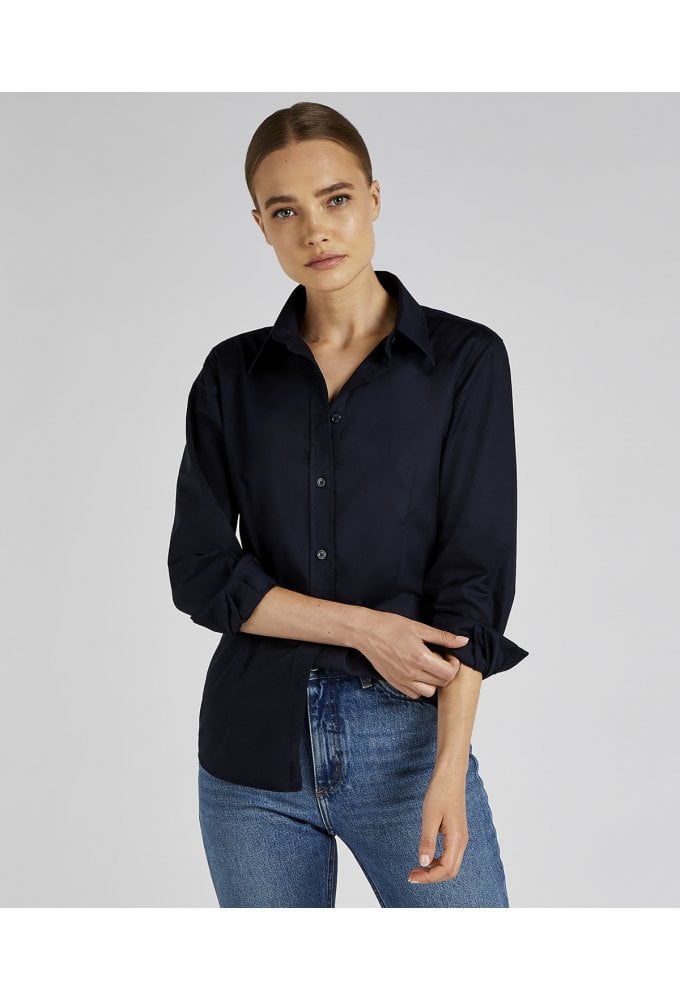 KK361 Womens Workplace Oxford Long Sleeved Blouse (Size 8 To 20) 4 COLOURS