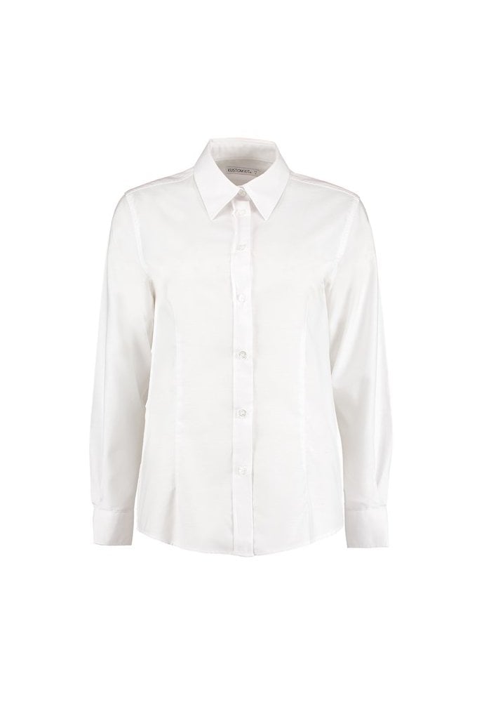 KK361 Womens Workplace Oxford Long Sleeved Blouse (Size 8 To 20) 4 COLOURS