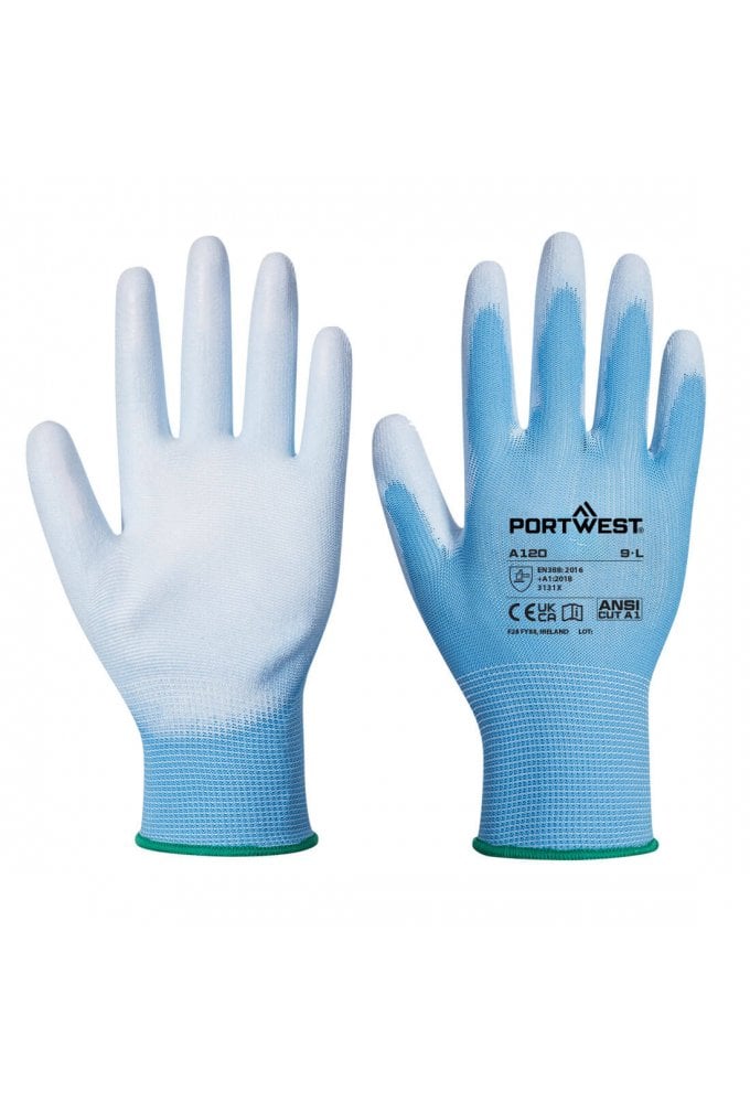 A120 Portwest PU PALM Breathable Gloves (Size 5 to Size 12) 5 COLOURS
