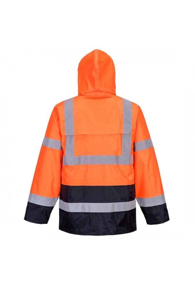 H443 - Hi-Vis Contrast Classic Rain Jacket (Small to 3XLarge) 3 COLOURS RIS 3279 TOM In Orange