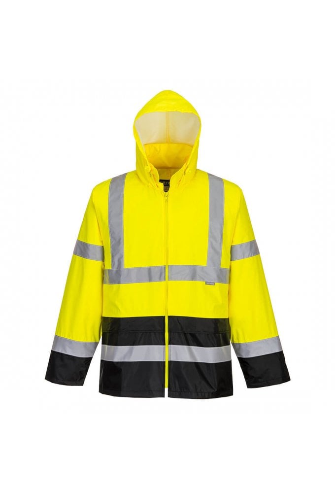 Portwest H443 - Hi-Vis Contrast Classic Rain Jacket (Small to 3XLarge) 3 COLOURS RIS 3279 TOM In Orange