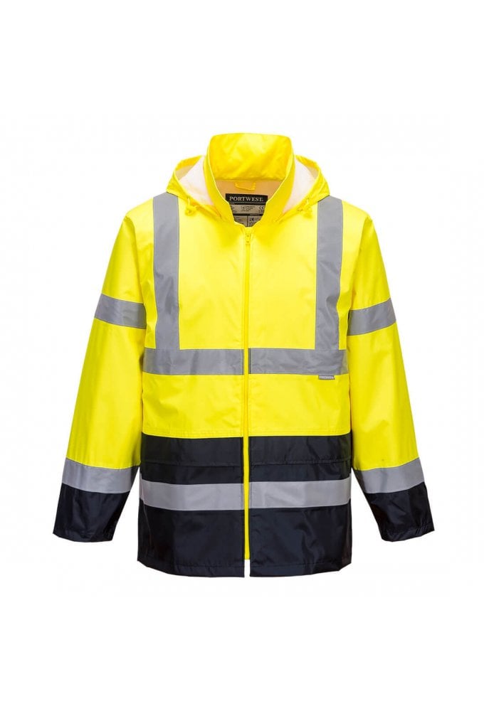 Portwest H443 - Hi-Vis Contrast Classic Rain Jacket (Small to 3XLarge) 3 COLOURS RIS 3279 TOM In Orange
