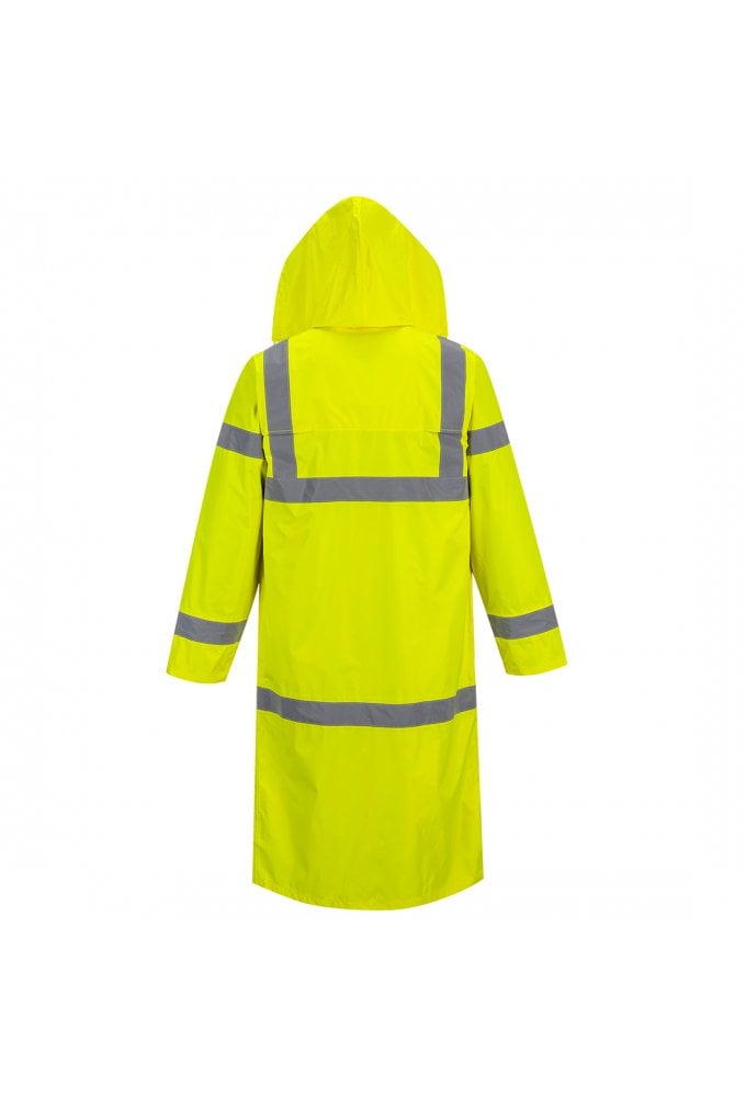 H445 Portwest Hi Vis Long Rain Coat 122CM (Small to 3Xlarge)