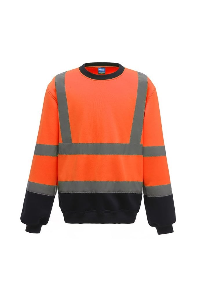 YK030 Hi-Vis Sweat Shirt (Small To 3XL) 6 COLOURS RIS 3279 TOM In Orange / Orange Navy