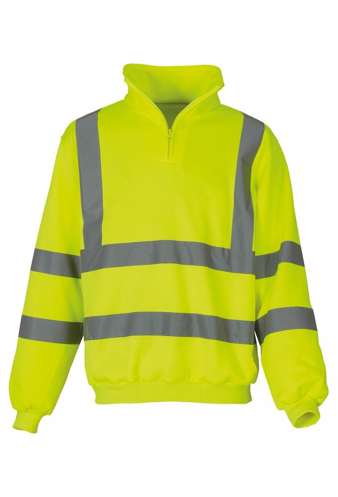 YK031 Hi-Vis 1/4 Zip Water Repellant SweatShirt (Small To 3XL) 2 COLOURS RIS 3279 TOM In Orange