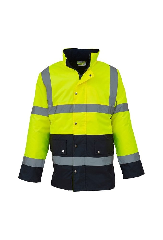 YK048 Yoko Hi Vis Two Tone Motorway Jacket (Small to 3Xlarge) 2 COLOURS RIS 3279 TOM In Orange / Navy