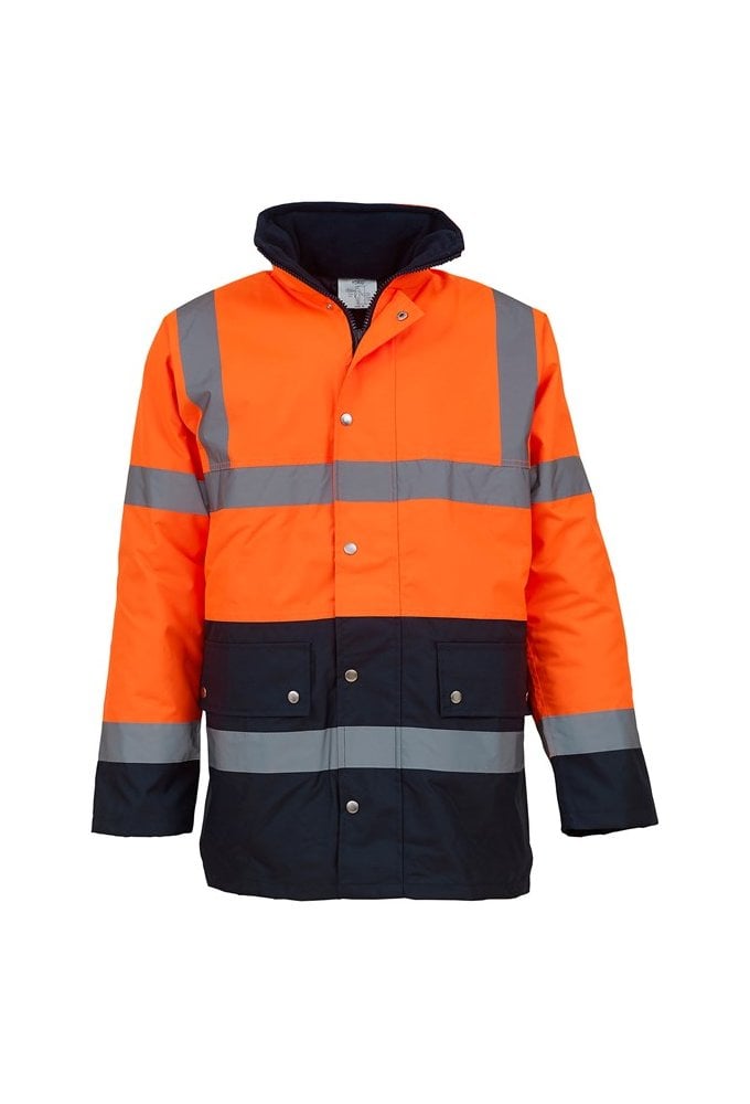 YK048 Yoko Hi Vis Two Tone Motorway Jacket (Small to 3Xlarge) 2 COLOURS RIS 3279 TOM In Orange / Navy