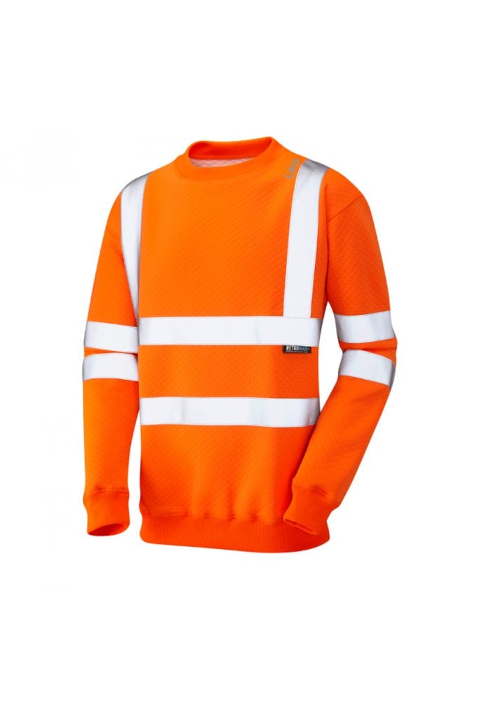 Leo Workwear WINKLEIGH Orange EcoViz Crew Neck Sweatshirt Sizes S-6XL RIS-3279-TOM