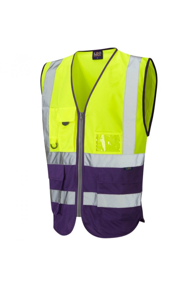 W11 LYNTON Leo EcoViz Superior Waistcoat Yellow/Purple Size Xsmall to 6XL