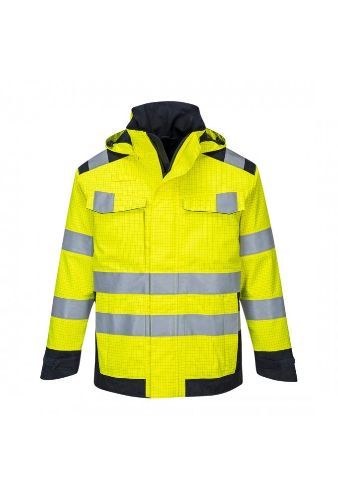 MV70 - Portwest Modaflame Rain Multi Norm Arc Jacket (Small to 4XLarge) 2 Colours RIS 3279 TOM Orange / Navy Only