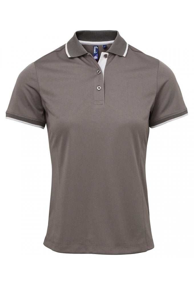 PR619 Premier Women's contrast Coolchecker® polo Sizes 8-18 (11 COLOURS)