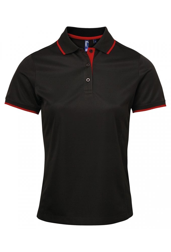 PR619 Premier Women's contrast Coolchecker® polo Sizes 8-18 (11 COLOURS)
