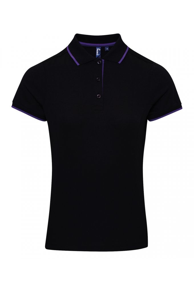 PR619 Premier Women's contrast Coolchecker® polo Sizes 8-18 (11 COLOURS)