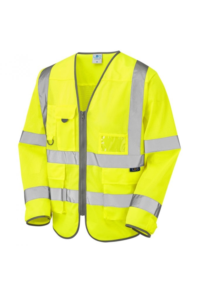 Leo Workwear BURRINGTON EcoViz Mesh Sleeved Superior Waistcoat Yellow Sizes XXS-6XL