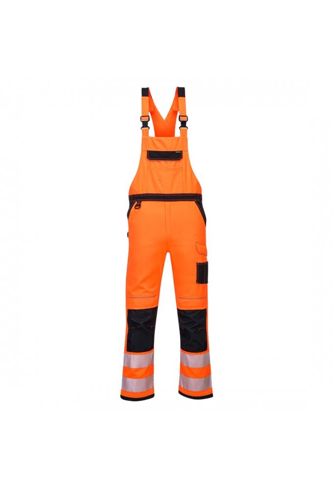 PW344 PW3 Portwest HI Vis Bib and Brace ( 35 to 55 waist) 2 Colours RIS3279 TOM IN ORANGE/BLACK
