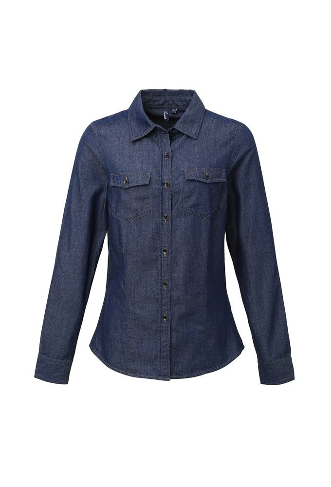 PR322 WOMENS jEANS STITCH DENIM SHIRT (SIZE 8 TO 20 ) 2 COLOURS