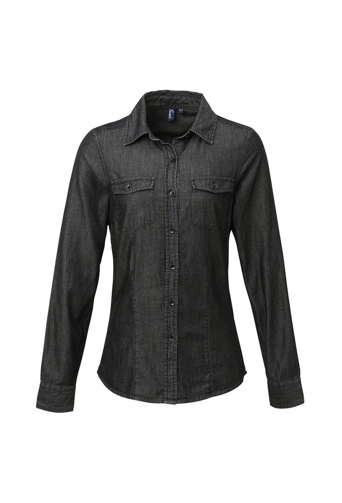 PR322 WOMENS jEANS STITCH DENIM SHIRT (SIZE 8 TO 20 ) 2 COLOURS