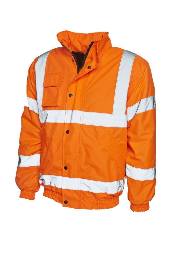 UC804 Hi Vis Bomber Jacket (Small To 4XL) 2 COLOURS RIS 3279 Issue 8 Orange Only