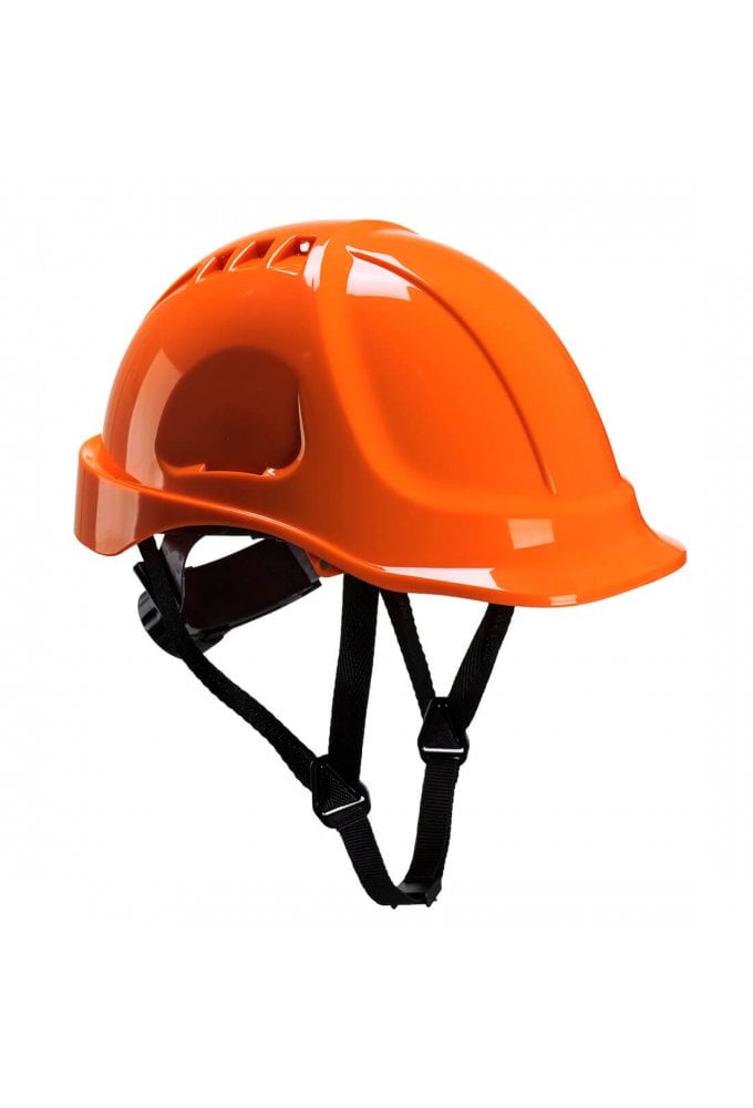 PS55 - Portwest Endurance Plus Vented Ratchet Helmet 6 Point Harness 4 Point Chin Strap ORANGE