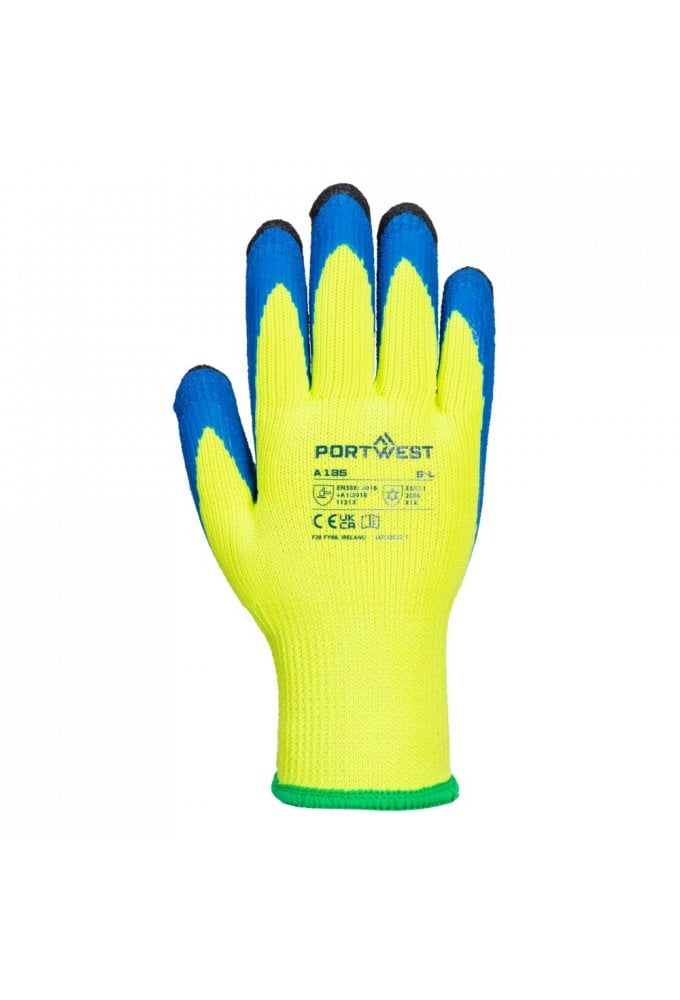 Portwest A185 Cold 7 Latex Crinkle Finger Dipped Glove sold in pack size 12 pairs