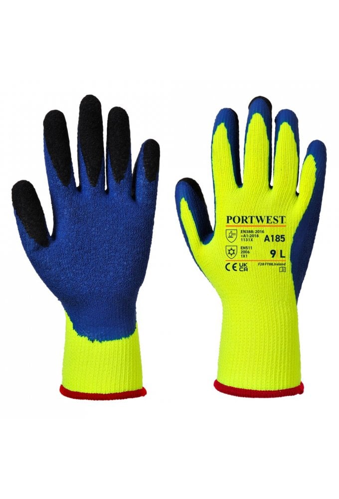 Portwest A185 Cold 7 Latex Crinkle Finger Dipped Glove sold in pack size 12 pairs