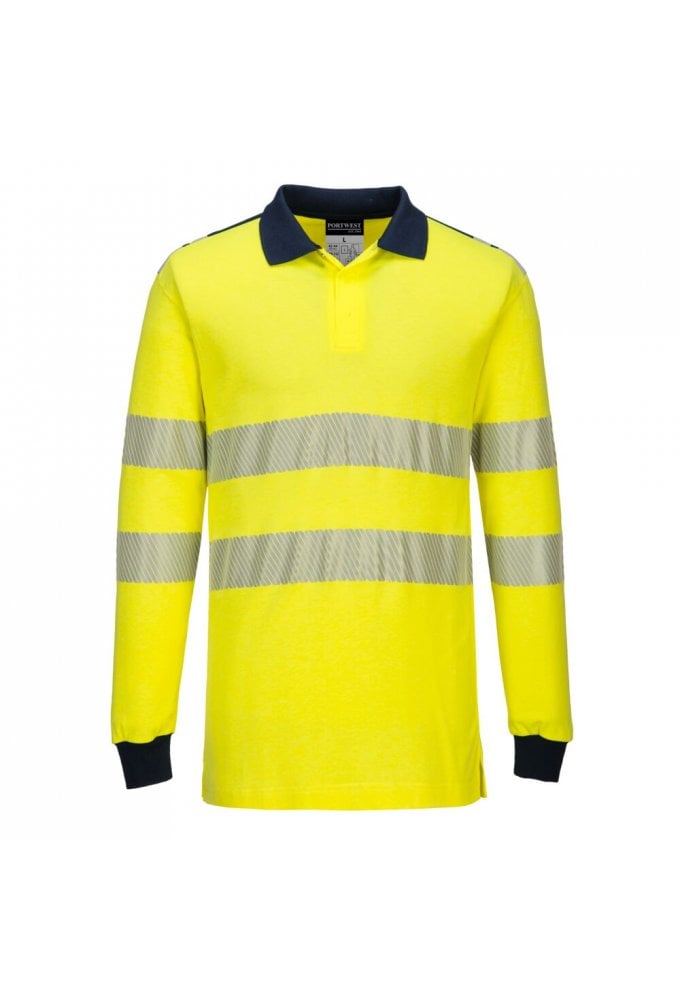 PW3 Modaflame Knit Hi-Vis FR Long Sleeve Polo Shirt