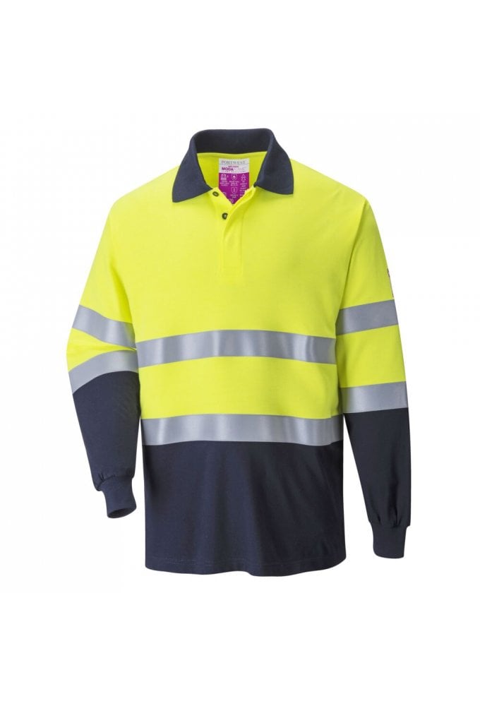 Modaflame Knit Hi-Vis Constrast FR Long Sleeve Polo Shirt