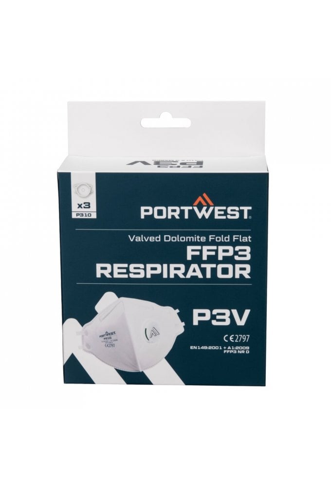 FFP3 Valved Dolomite Fold Flat Respirator (Pk3)