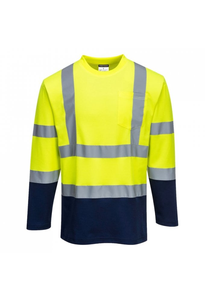 Hi-Vis Cotton Comfort Contrast T-Shirt L/S