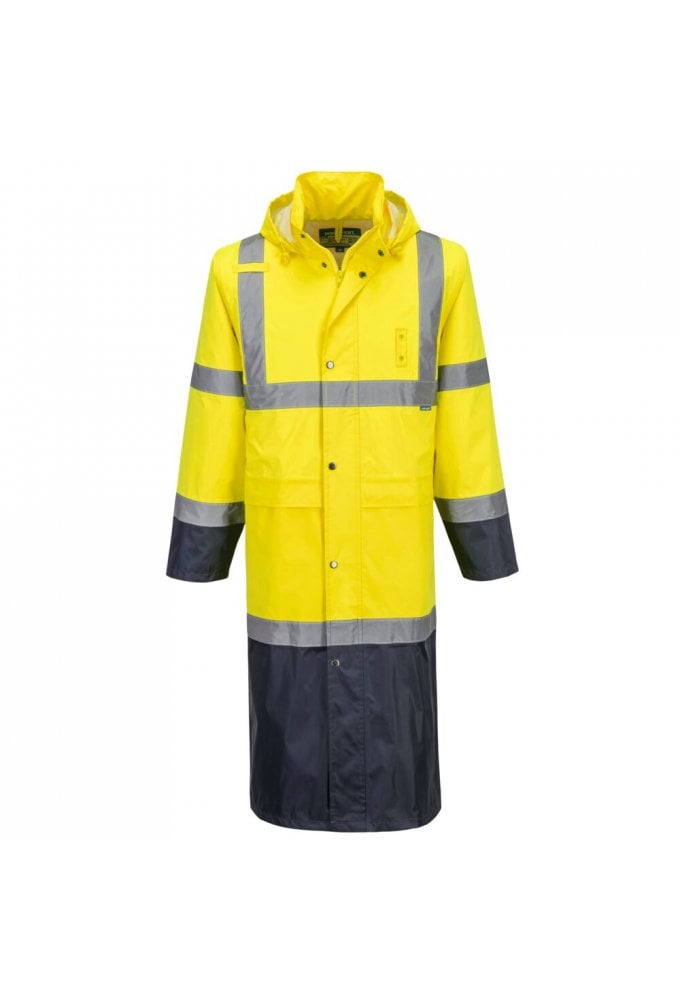 Portwest H446 Hi-Vis Contrast Raincoat 122cm