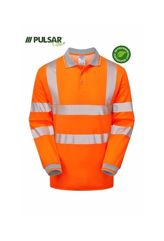 LFE904 Pulsar PULSAR® LIFE Men's Long Sleeve Polo Shirt Orange