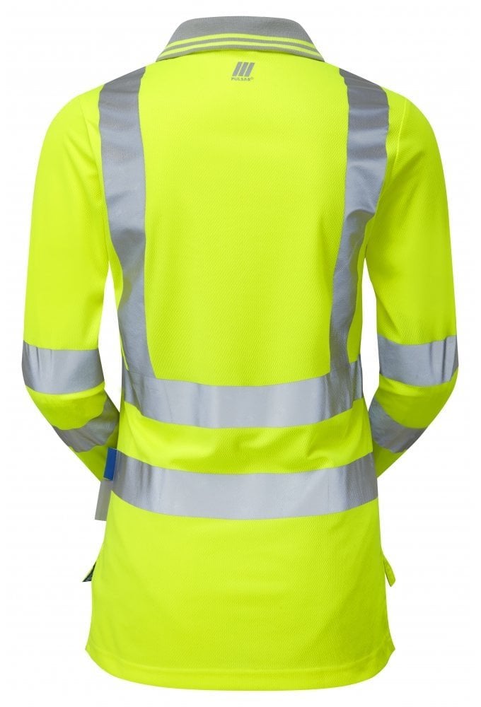 P702 Pulsar PULSAR® Protect Women's High Visibility Long Sleeve Polo Shirt Yellow