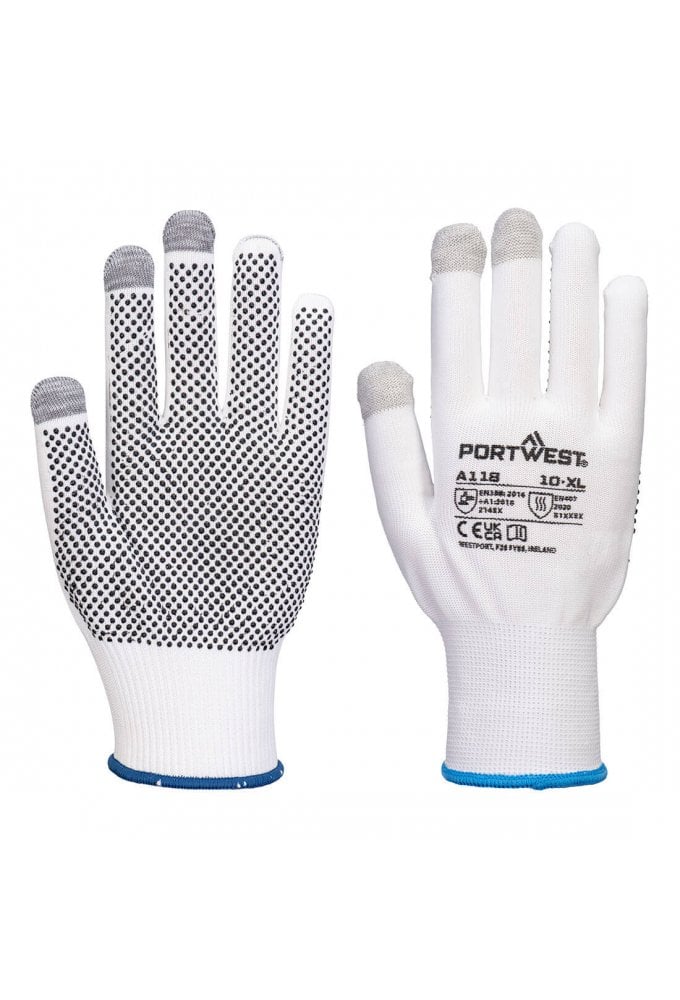Portwest A118 Grip 13 PVC Dotted Touchscreen Glove