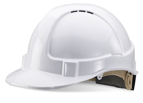 BBVSHRH White B-Brand Safety Helmet Ratchet HeadGear (OneSize)