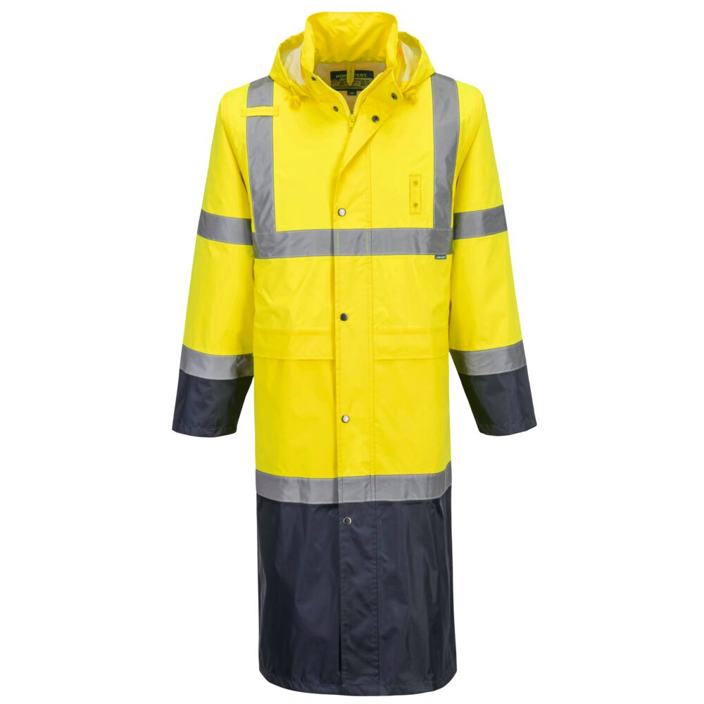 Portwest H446 Hi-Vis Contrast Raincoat 122cm