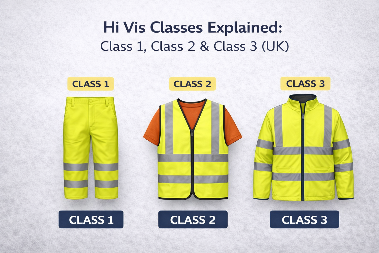 Hi Vis Classes Explained: Class 1, Class 2 &amp; Class 3 (UK)