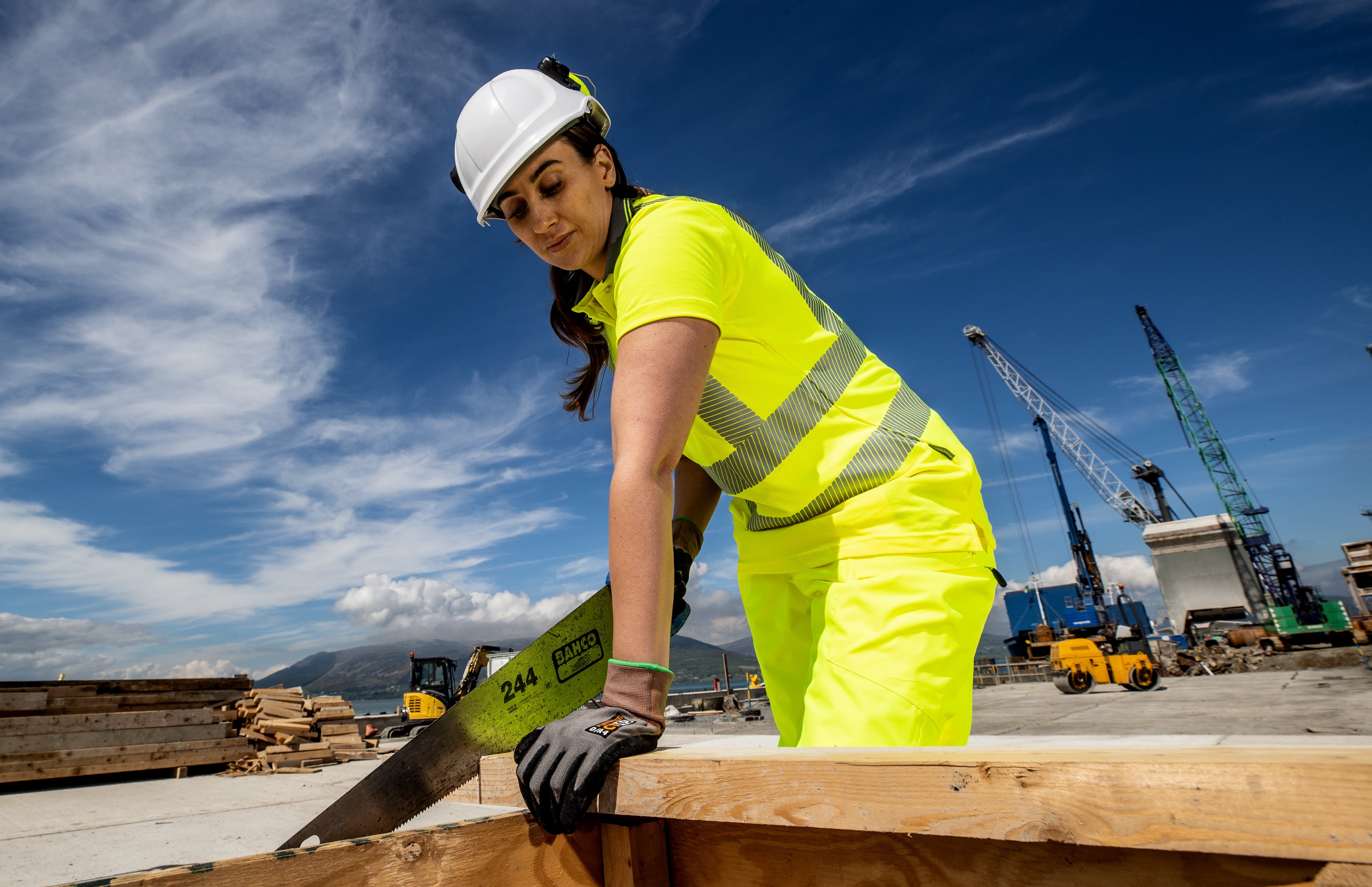 Women wearing ladies fit high-visibility workwear designed for safety and comfort, compliant with EN ISO 20471.