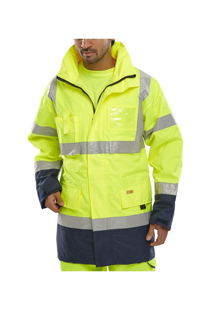 BD109 Hi Visibility  Weather Proof Two Tone Breathable Traffic Jacket (Small To 6XL)