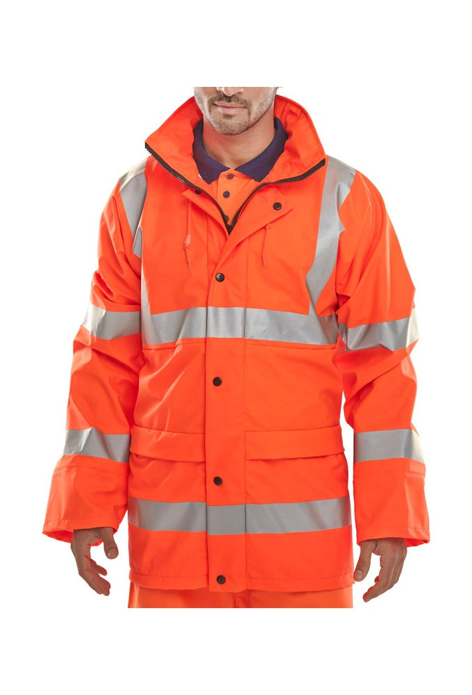PUJ Hi Visibility Breathable Waterproof PU Coated Jacket (Small to 5XLarge) 2 COLOURS