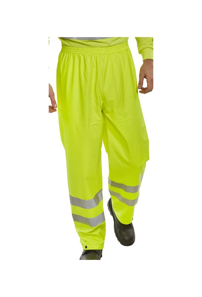 PUT471 Hi Visibility Beeswift  Breathable PU Coated Overtrousers (Small To 4XL)
