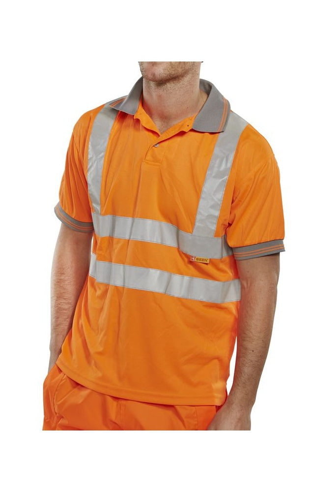 BPKSEN Beeswift Hi-Visibility Polo Shirt (Small To 4XL) 2 COLOURS RIS 3279 Orange Only