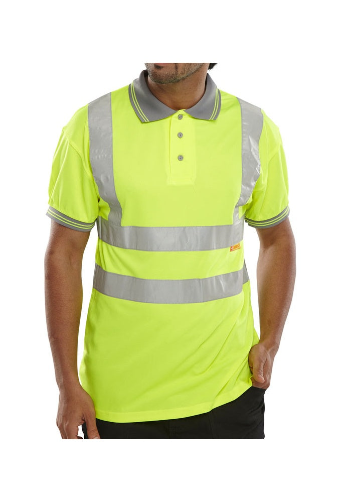 BPKSEN Beeswift Hi-Visibility Polo Shirt (Small To 4XL) 2 COLOURS RIS 3279 Orange Only