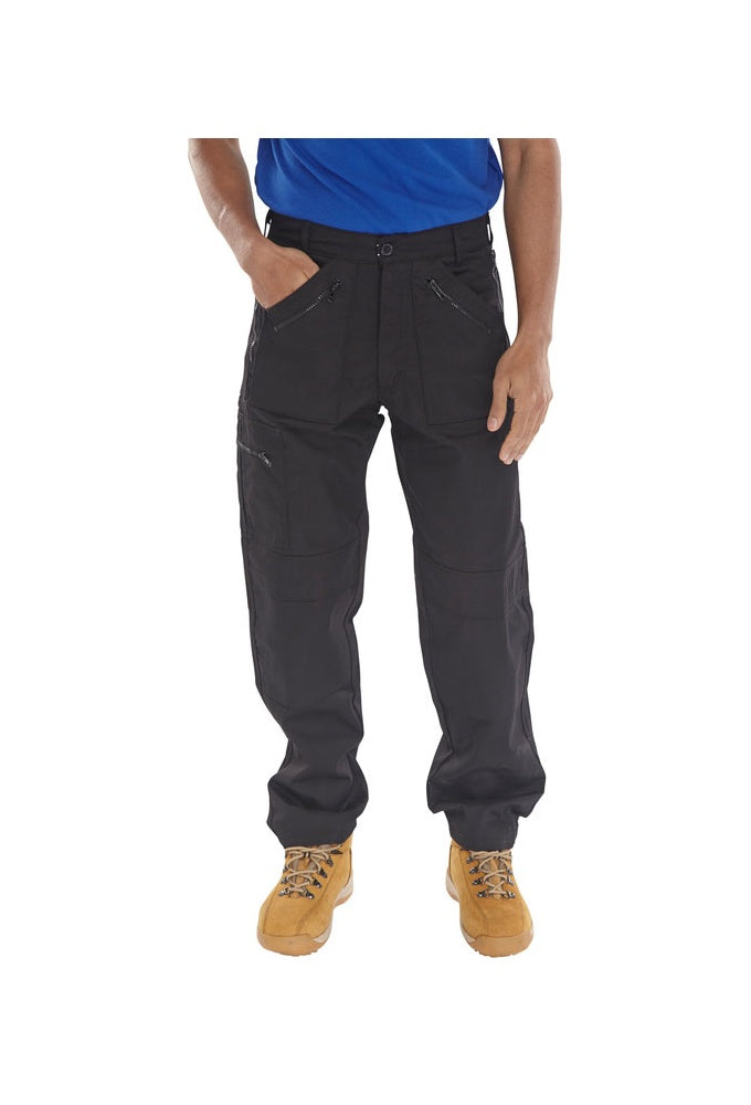 AWTBL Beeswft Black Action Work Trousers Zipped Pockets (30 to 48 Waist)