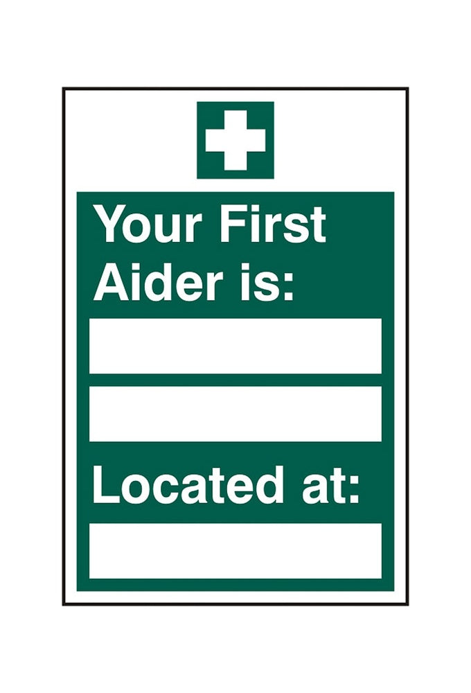 BSS12044 First Aider Located Sign Vinyl Version