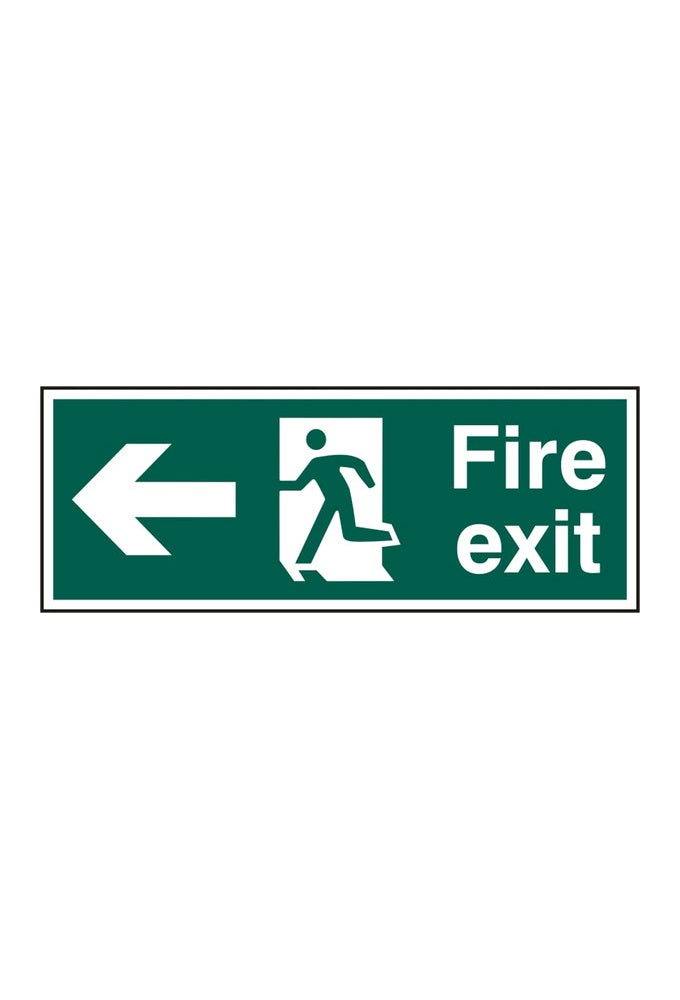 BSS12093 Fire Exit Man Arrow Left Sign PVC Version