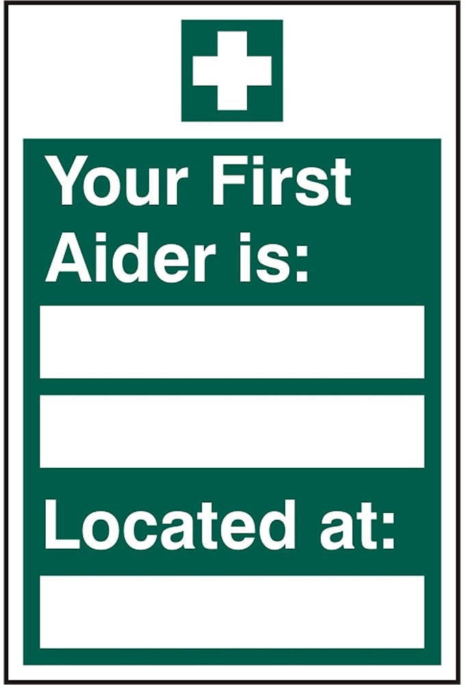 BSS12045 First Aider Located Sign PVC Version