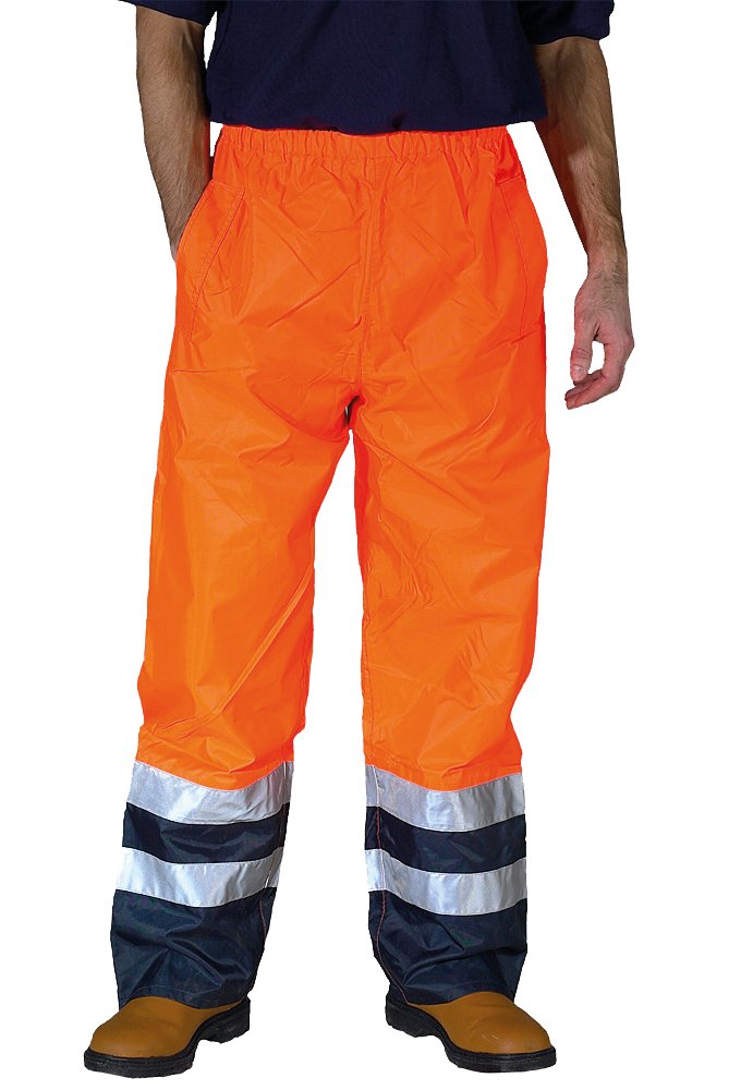 YK072 Hi-Vis Waterproof OverTrousers (Small To 3XL) 2 COLOURS RIS 3279 TOM In Orange